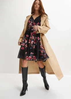 bonprix Kleider|Bekleidung·Pullover & Strickjacken^Minikleid aus Mesh schwarz geblümt