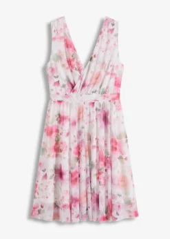 bonprix Nachhaltigere Materialien|Kleider^Minikleid aus Mesh wollweiß floral