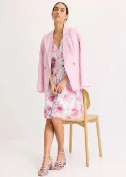 bonprix Nachhaltigere Materialien|Kleider^Minikleid aus Mesh wollweiß floral