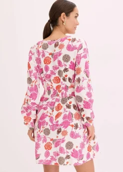 bonprix Kleider^Minikleid aus Musselin wollweiß bedruckt