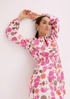 bonprix Kleider^Minikleid aus Musselin wollweiß bedruckt