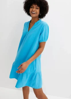 bonprix Bekleidung·Pullover & Strickjacken|Kleider^Minikleid aus Musselin türkis
