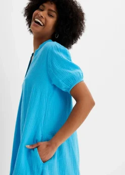 bonprix Bekleidung·Pullover & Strickjacken|Kleider^Minikleid aus Musselin türkis