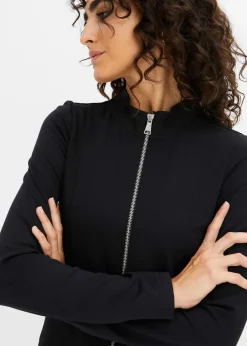 bonprix Nachhaltigere Materialien|Kleider^Minikleid aus Punto di Roma mit Reißveschlussdetail schwarz