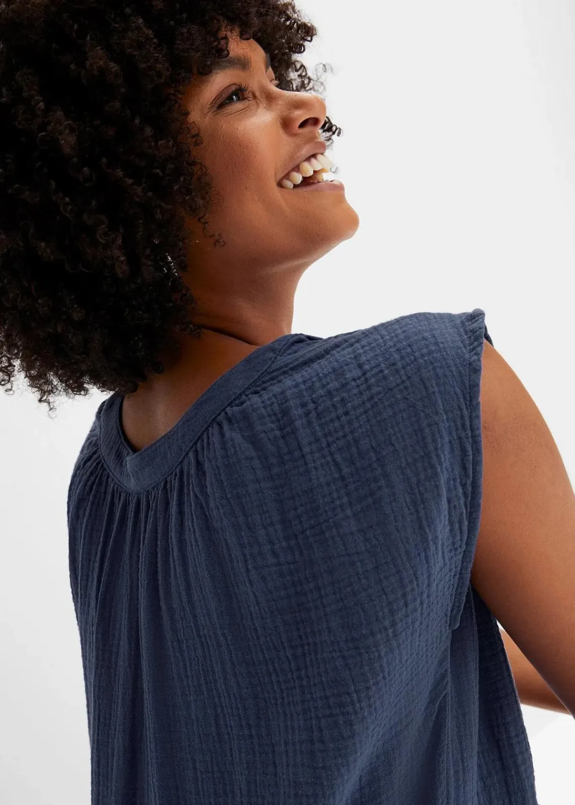 bonprix Bekleidung·Pullover & Strickjacken|Kleider^Minikleid aus reiner Baumwolle dunkelblau