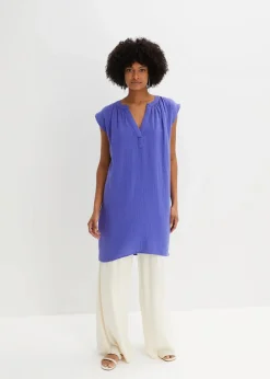 bonprix Kleider|Bekleidung·Pullover & Strickjacken^Minikleid aus reiner Baumwolle blauviolett