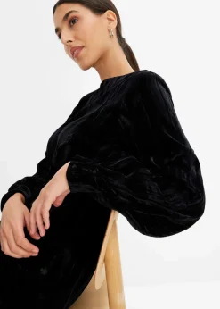 bonprix Bekleidung·Pullover & Strickjacken|Kleider^Minikleid aus Samt schwarz