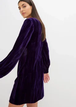 bonprix Nachhaltigere Materialien|Kleider^Minikleid aus Samt dunkellila