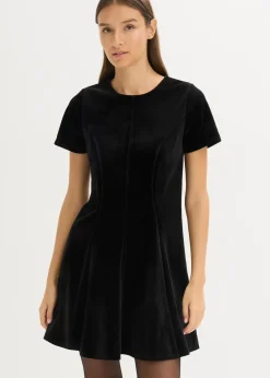 bonprix Bekleidung·Pullover & Strickjacken|Kleider^Minikleid aus softem Samt schwarz