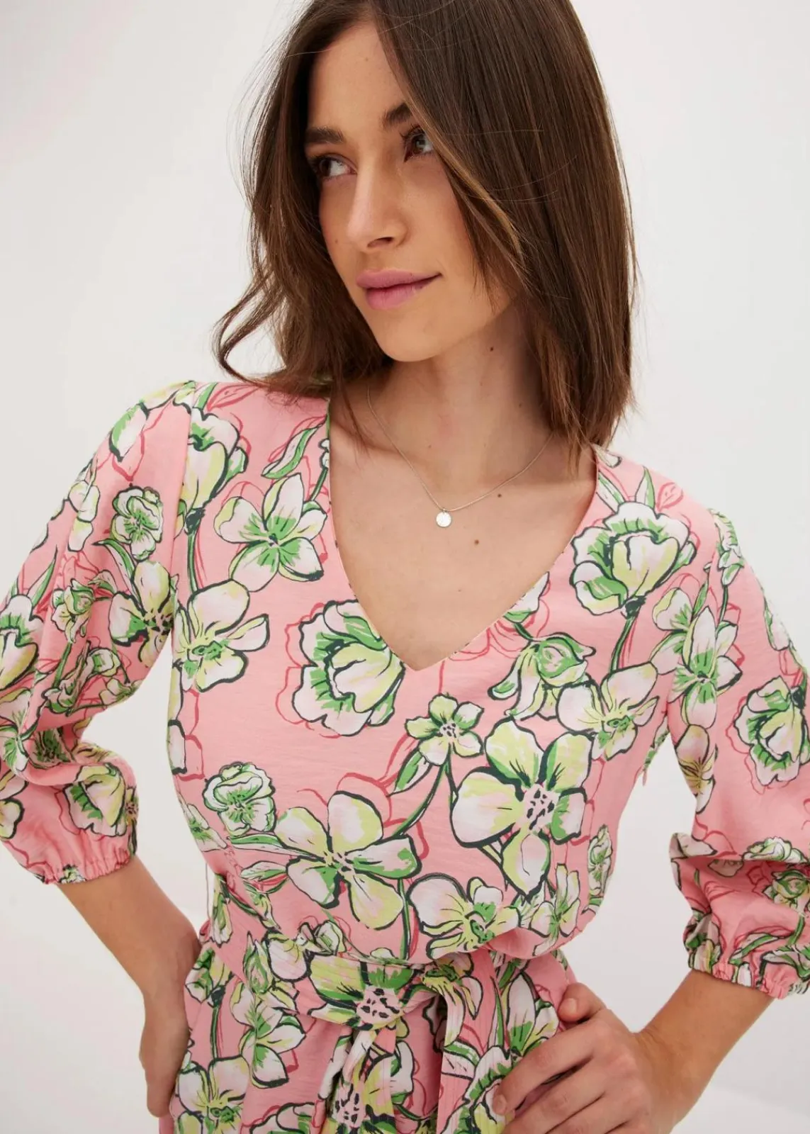 bonprix Kleider|Bekleidung·Pullover & Strickjacken^Minikleid aus softem Viskose-Mix softrosa bedruckt
