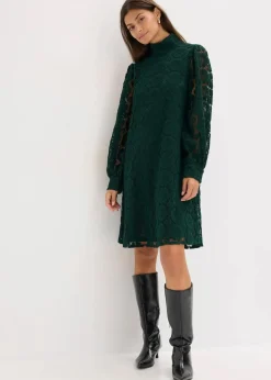 bonprix Kleider|Bekleidung·Pullover & Strickjacken^Minikleid aus Spitze dunkelgrün