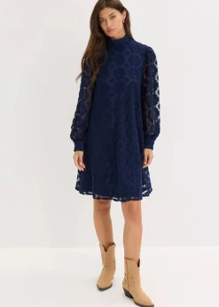 bonprix Kleider|Bekleidung·Pullover & Strickjacken^Minikleid aus Spitze dunkelblau