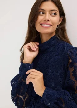 bonprix Kleider|Bekleidung·Pullover & Strickjacken^Minikleid aus Spitze dunkelblau