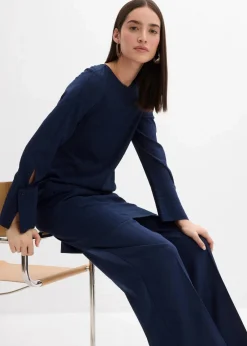 bonprix Kleider^Minikleid aus strukturiertem Material dunkelblau