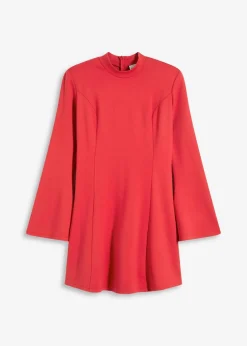 bonprix Kleider|Nachhaltigere Materialien^Minikleid in A-Linie und Trompetenärmeln salsarot