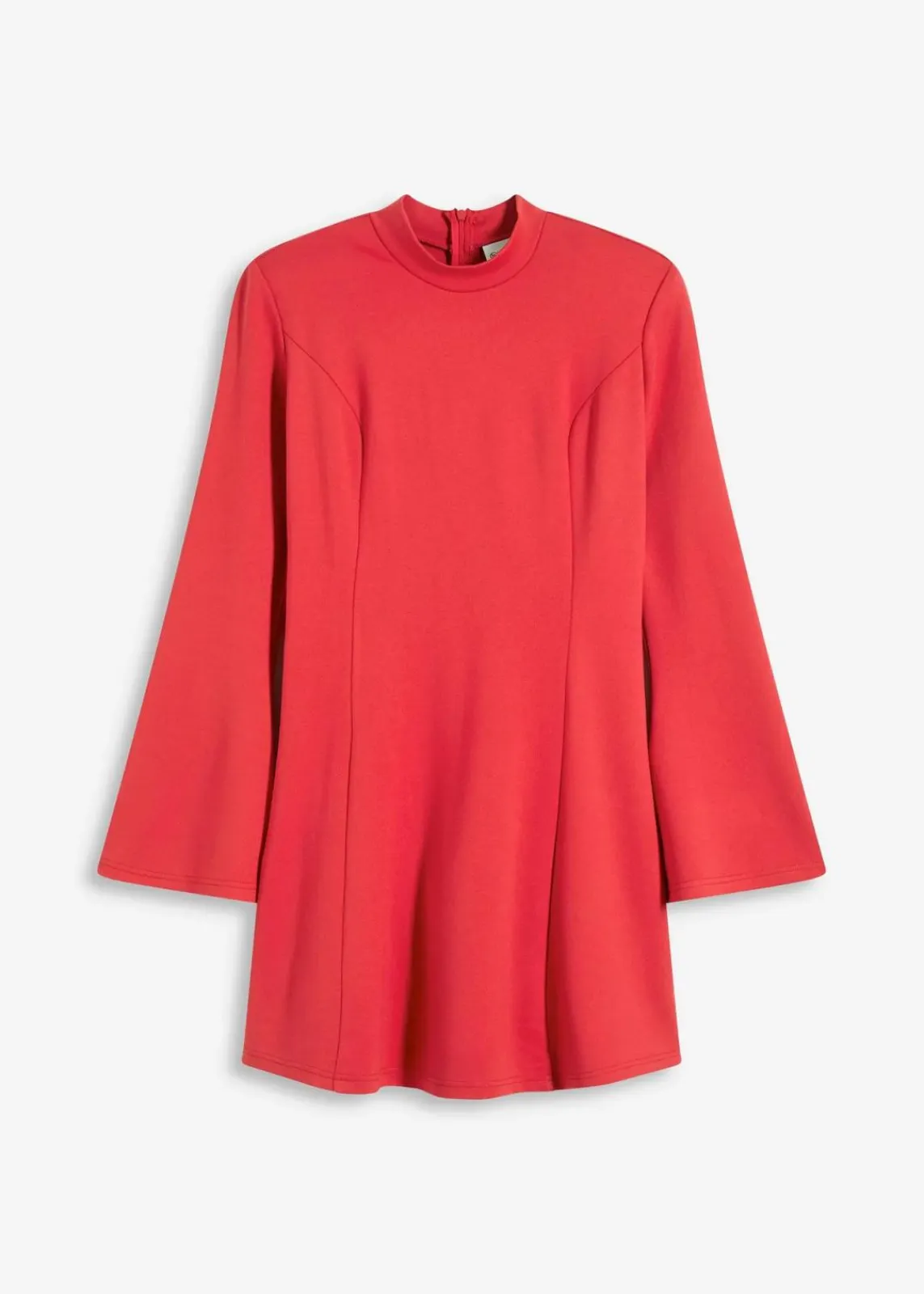 bonprix Kleider|Nachhaltigere Materialien^Minikleid in A-Linie und Trompetenärmeln salsarot