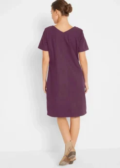 bonprix Bekleidung·Pullover & Strickjacken|Kleider^Minikleid mit Leinen holunderbeere