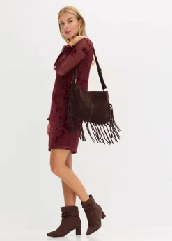 bonprix Kleider|Bekleidung·Pullover & Strickjacken^Minikleid mit Mesh bordeaux