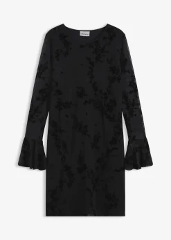 bonprix Bekleidung·Pullover & Strickjacken|Kleider^Minikleid mit Mesh schwarz