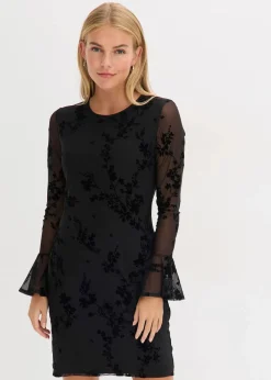 bonprix Bekleidung·Pullover & Strickjacken|Kleider^Minikleid mit Mesh schwarz