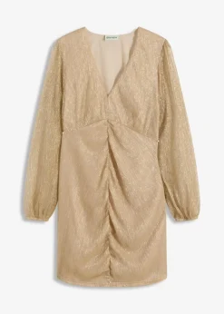 bonprix Bekleidung·Pullover & Strickjacken|Kleider^Minikleid mit Raffung metallic gold
