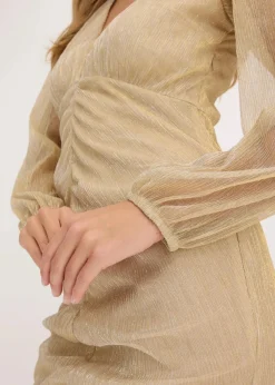 bonprix Bekleidung·Pullover & Strickjacken|Kleider^Minikleid mit Raffung metallic gold