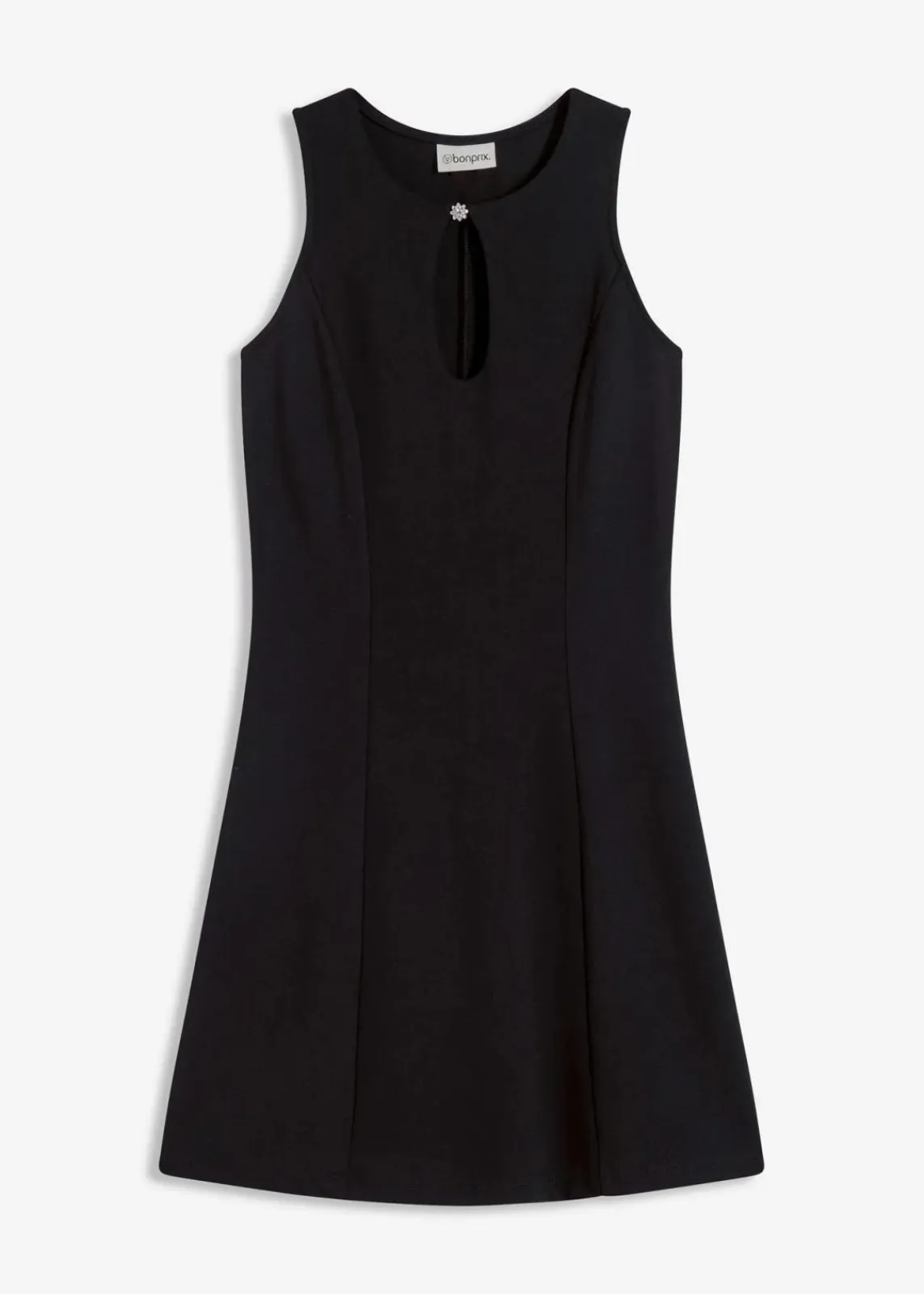 bonprix Kleider^Minikleid mit Schmuck-Knopf schwarz