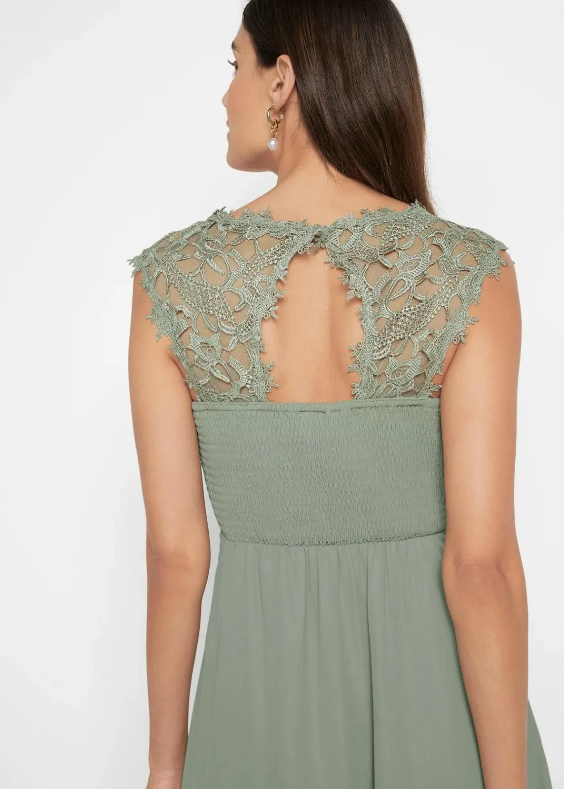 bonprix Kleider|Festliche Mode^Minikleid mit Spitze seegras