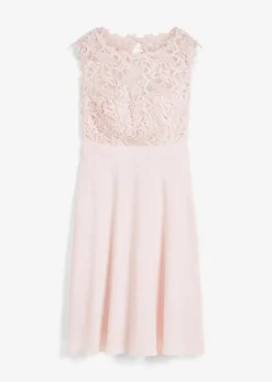 bonprix Kleider|Festliche Mode^Minikleid mit Spitze perlrosa