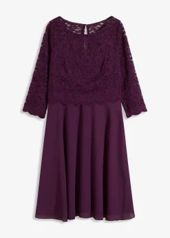 bonprix Festliche Mode|Kleider^Minikleid mit Spitze dunkellila