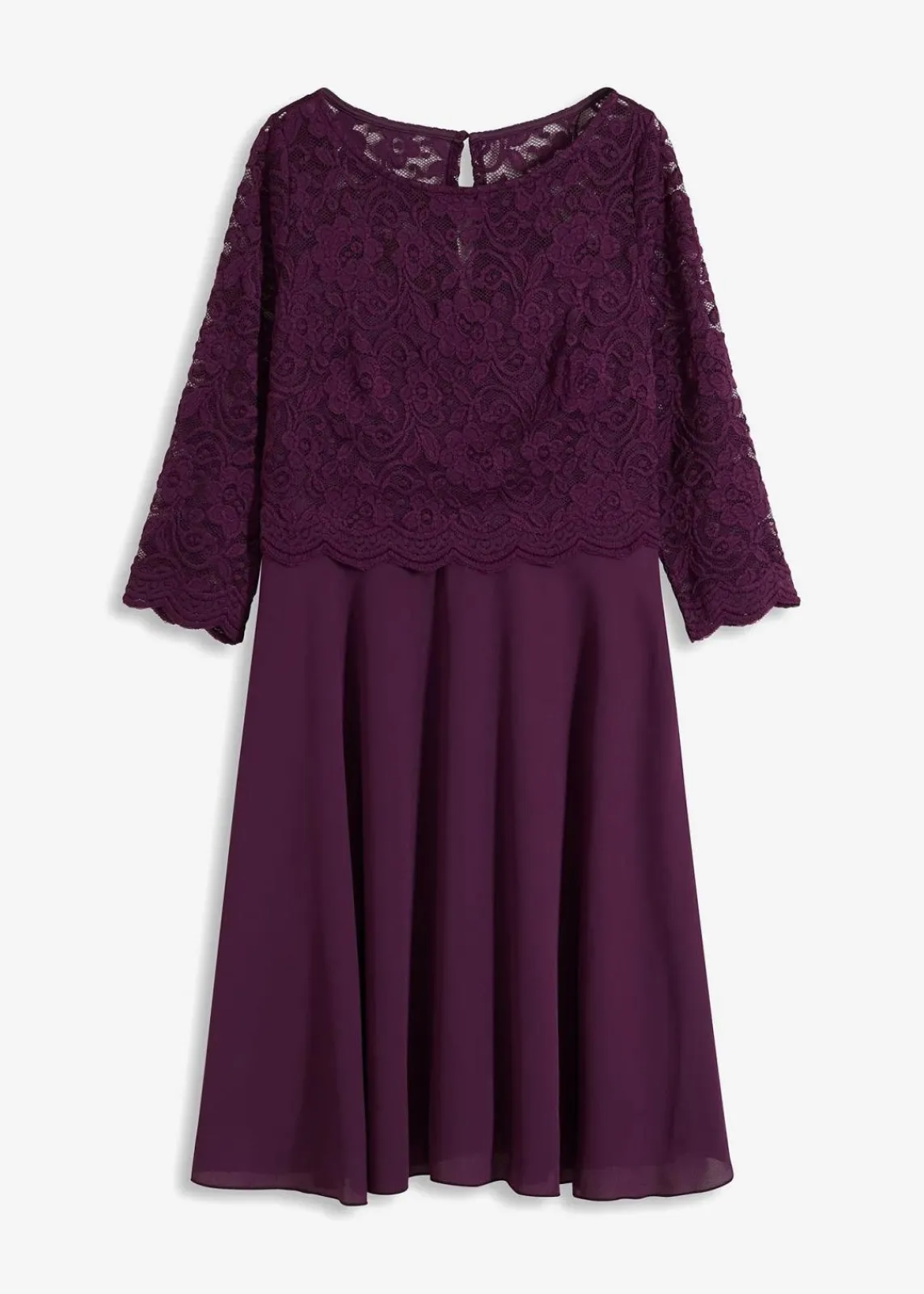 bonprix Festliche Mode|Kleider^Minikleid mit Spitze dunkellila