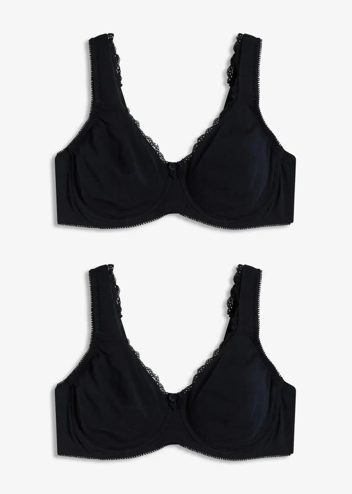bonprix Wäsche·Basics|Wäsche·Baumwollunterwäsche^Minimizer T-Shirt-BH mit Bügel mit Bio-Baumwolle (2er Pack) 2x schwarz