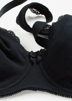 bonprix Wäsche·Basics|Wäsche·Baumwollunterwäsche^Minimizer T-Shirt-BH mit Bügel mit Bio-Baumwolle (2er Pack) 2x schwarz