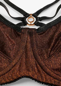 bonprix Wäsche·Große Cups D-H|Wäsche·Bhs^Minimizer-BH aus glitzerndem Material schwarz/metallic kupfer