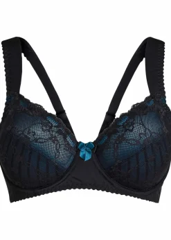 bonprix Große Cups D-H|Nachhaltigere Materialien^Minimizer-BH mit gepolsterten Trägern schwarz/blaupetrol gestreift
