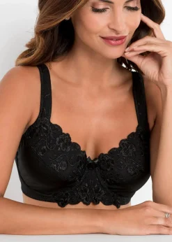 bonprix Wäsche·Große Cups D-H|Wäsche·Bhs^Minimizer-BH mit gepolsterten Trägern schwarz