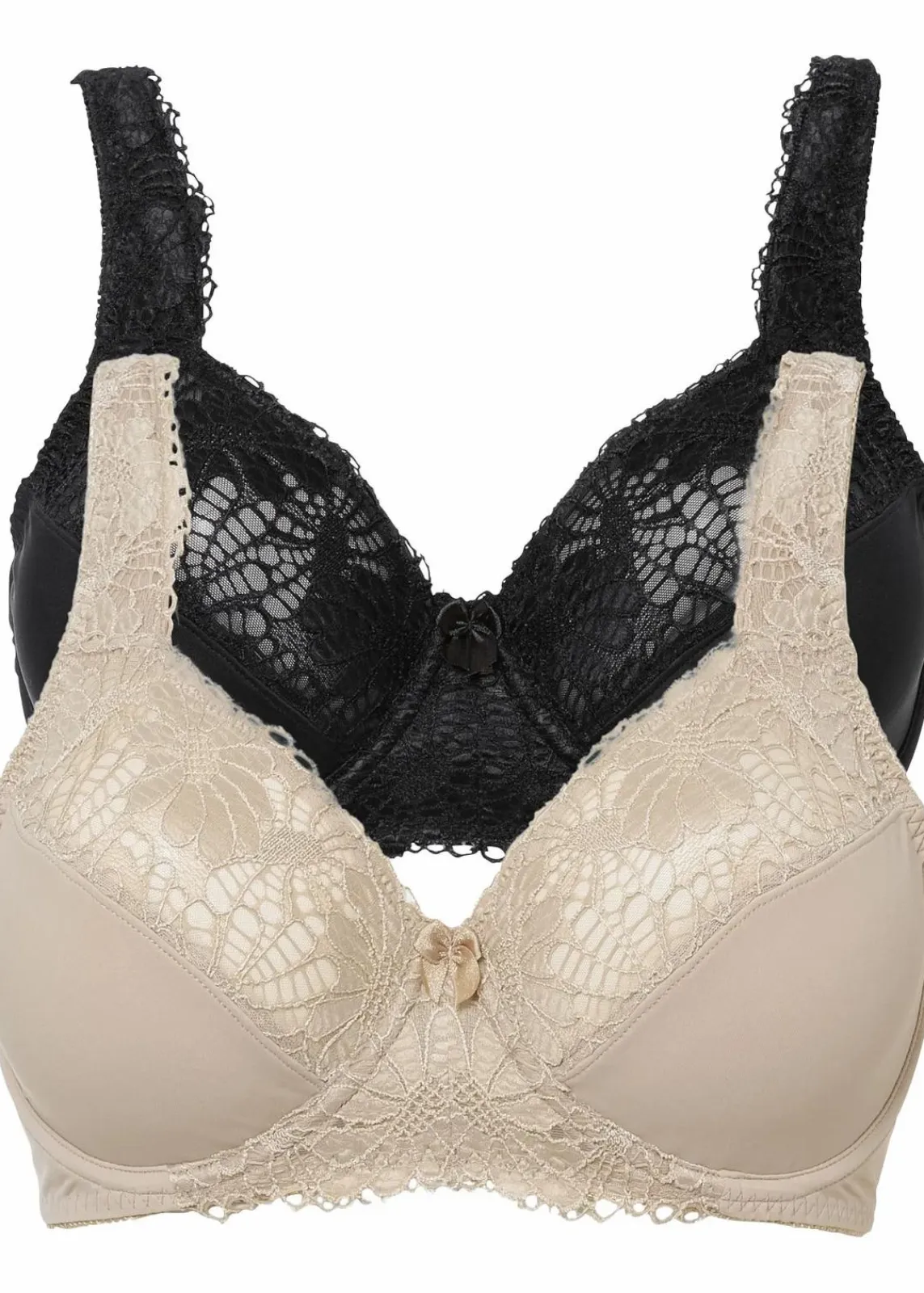 bonprix Große Cups D-H|Bhs^Minimizer-BH mit gepolsterten Trägern (2er Pack) kreidebeige+schwarz