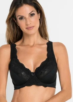 bonprix Große Cups D-H|Bhs^Minimizer-BH mit gepolsterten Trägern (2er Pack) schwarz+ecru