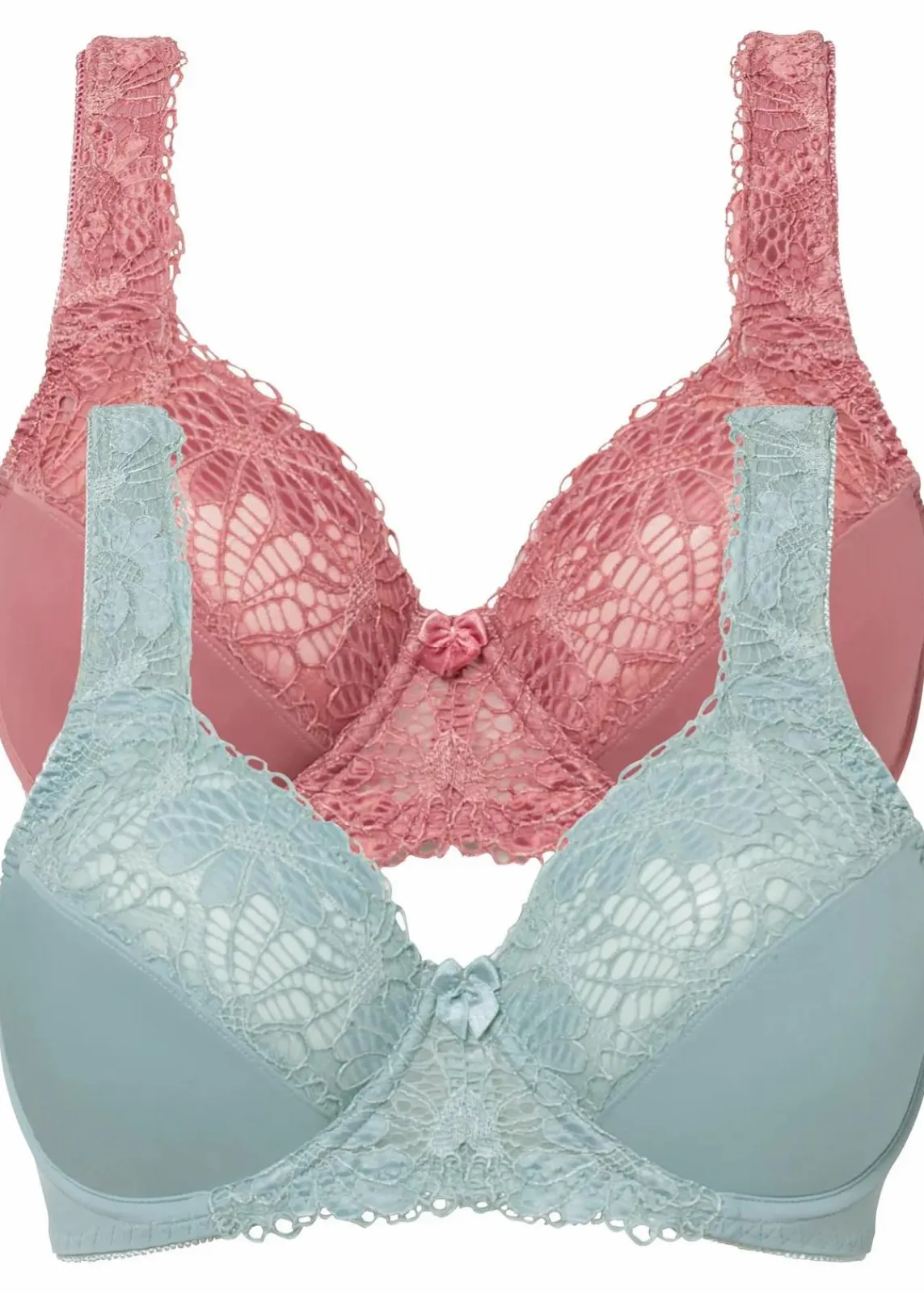 bonprix Große Cups D-H|Bhs^Minimizer-BH mit gepolsterten Trägern (2er Pack) hellmint+beerenrosé