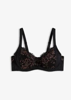 bonprix Große Cups D-H|Nachhaltigere Materialien^Minimizer-BH mit Glitzergarn schwarz/metallic kupfer