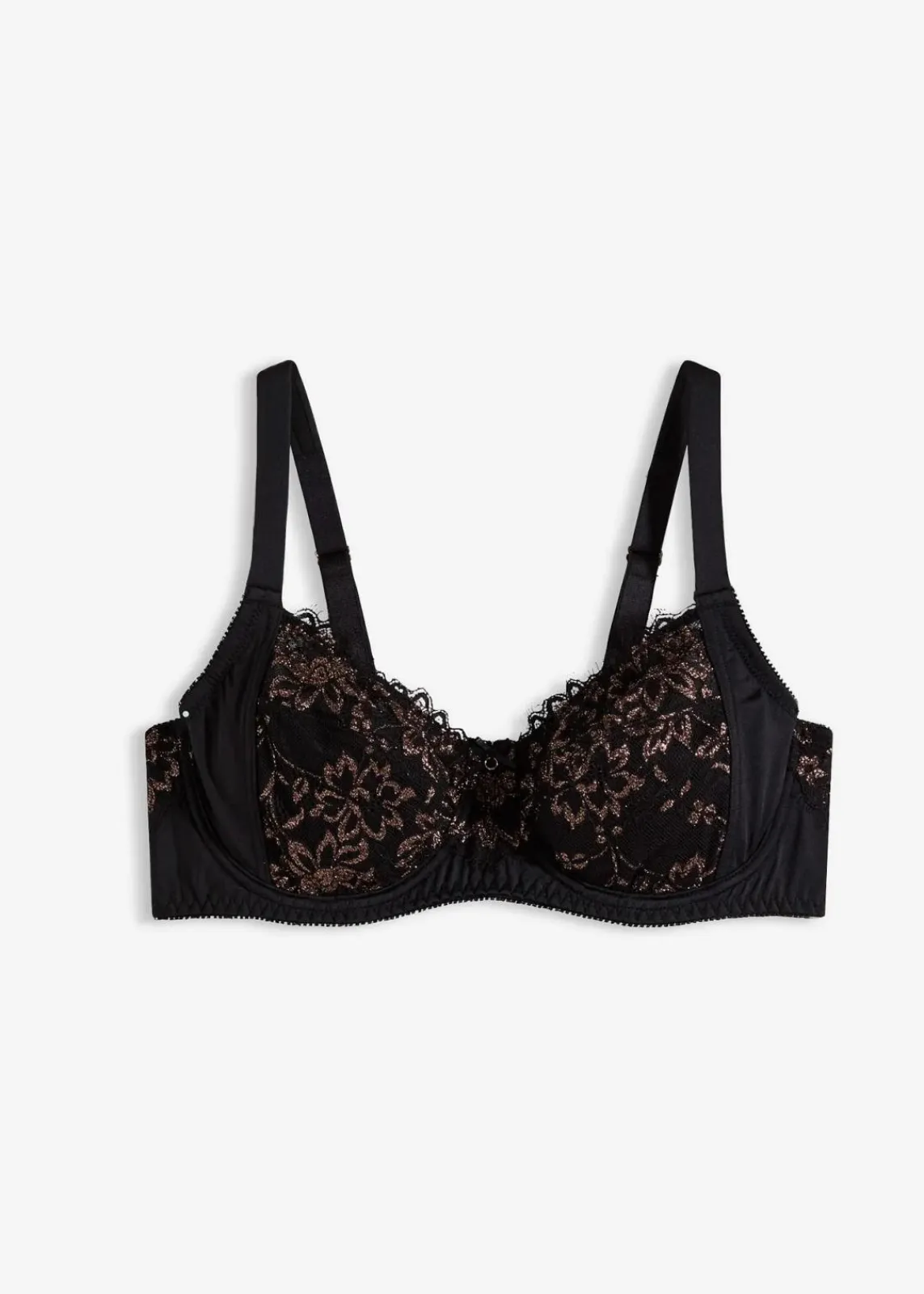 bonprix Wäsche·Große Cups D-H|Wäsche·Bhs^Minimizer-BH mit Glitzergarn schwarz/metallic kupfer