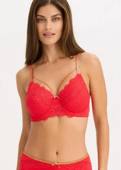 bonprix Wäsche·Dessous|Wäsche·Große Cups D-H^Minimizer-BH mit glitzernden Straps tiefrot