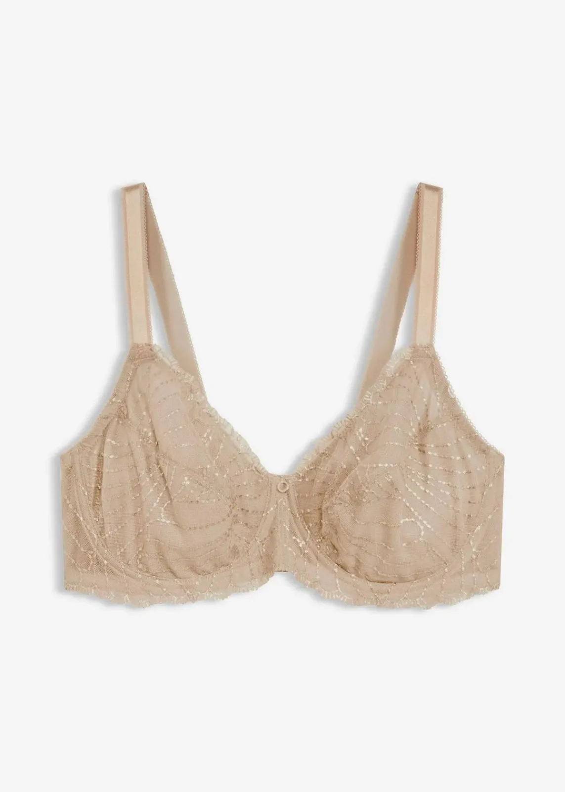 bonprix Wäsche·Große Cups D-H|Wäsche·Bhs^Minimizer-BH mit glitzernder Stickerei saharabeige