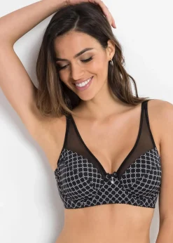bonprix Wäsche·Große Cups D-H|Wäsche·Bhs^Minimizer-BH mit Mesh schwarz/weiß bedruckt