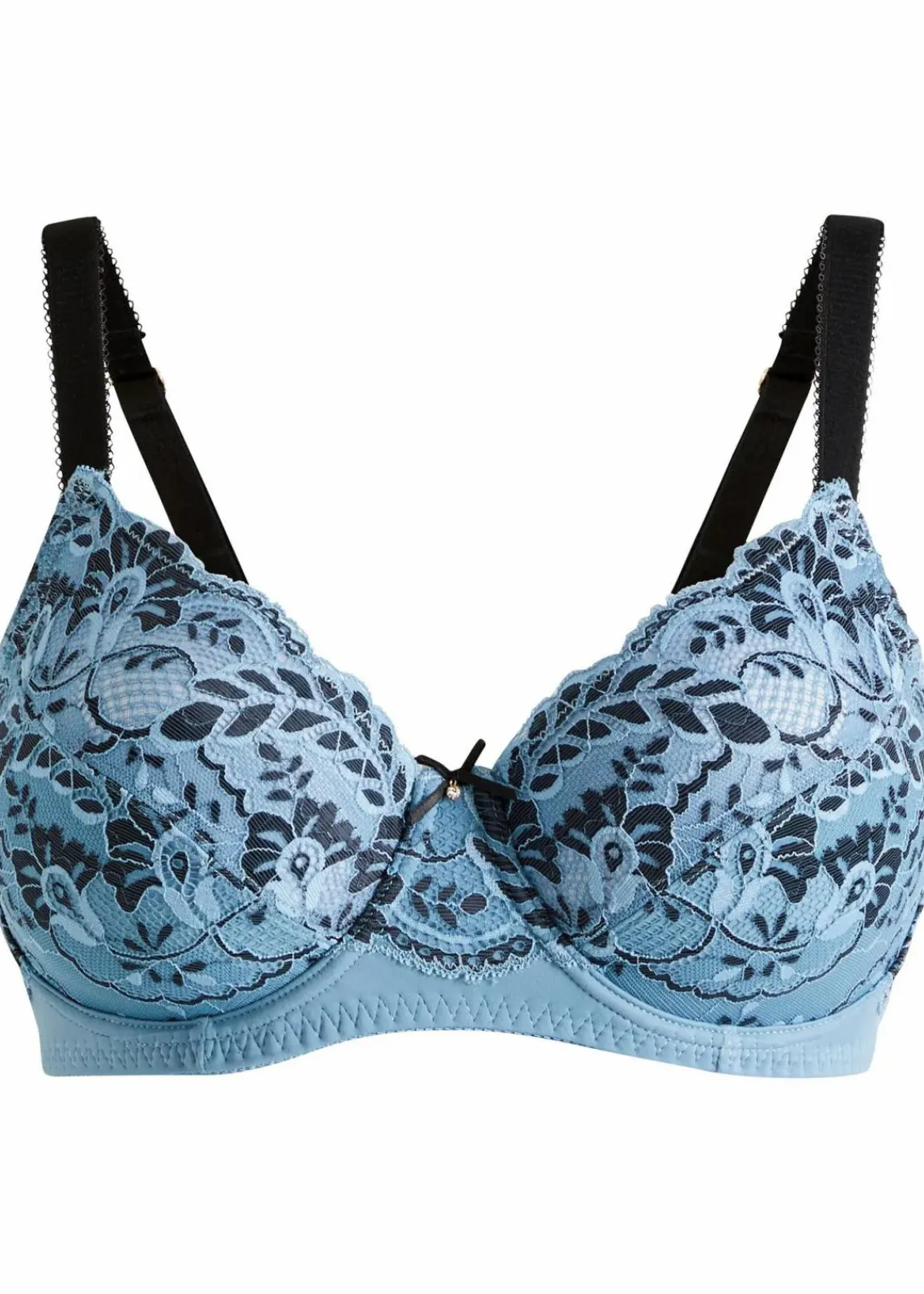 bonprix Wäsche·Dessous|Wäsche·Große Cups D-H^Minimizer-BH mit zarter Spitze blau/schwarz