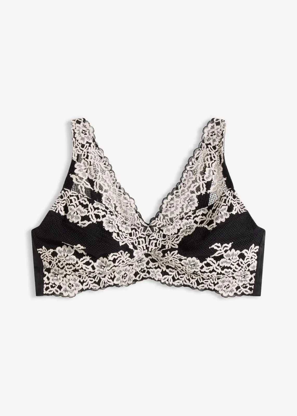 bonprix Wäsche·Dessous|Wäsche·Große Cups D-H^Minimizer-BH ohne Bügel mit gepolsterten Trägern schwarz/wollweiß
