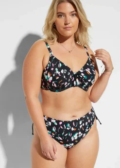 bonprix Nachhaltigere Materialien|Bademode·Bikinis^Minimizer-Bikini mit Bindebändern (2-tlg.Set) schwarz/weiß graphisch bedruckt