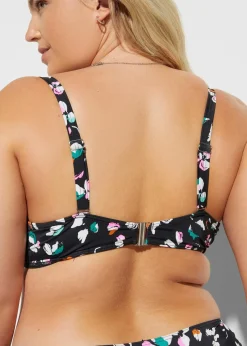 bonprix Nachhaltigere Materialien|Bademode·Bikinis^Minimizer-Bikini mit Bindebändern (2-tlg.Set) schwarz/weiß graphisch bedruckt