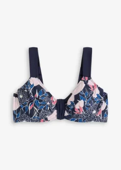 bonprix Große Cups D-F|Nachhaltigere Materialien^Minimizer-Bikinioberteil mit gepolsterten Trägern dunkelblau floral