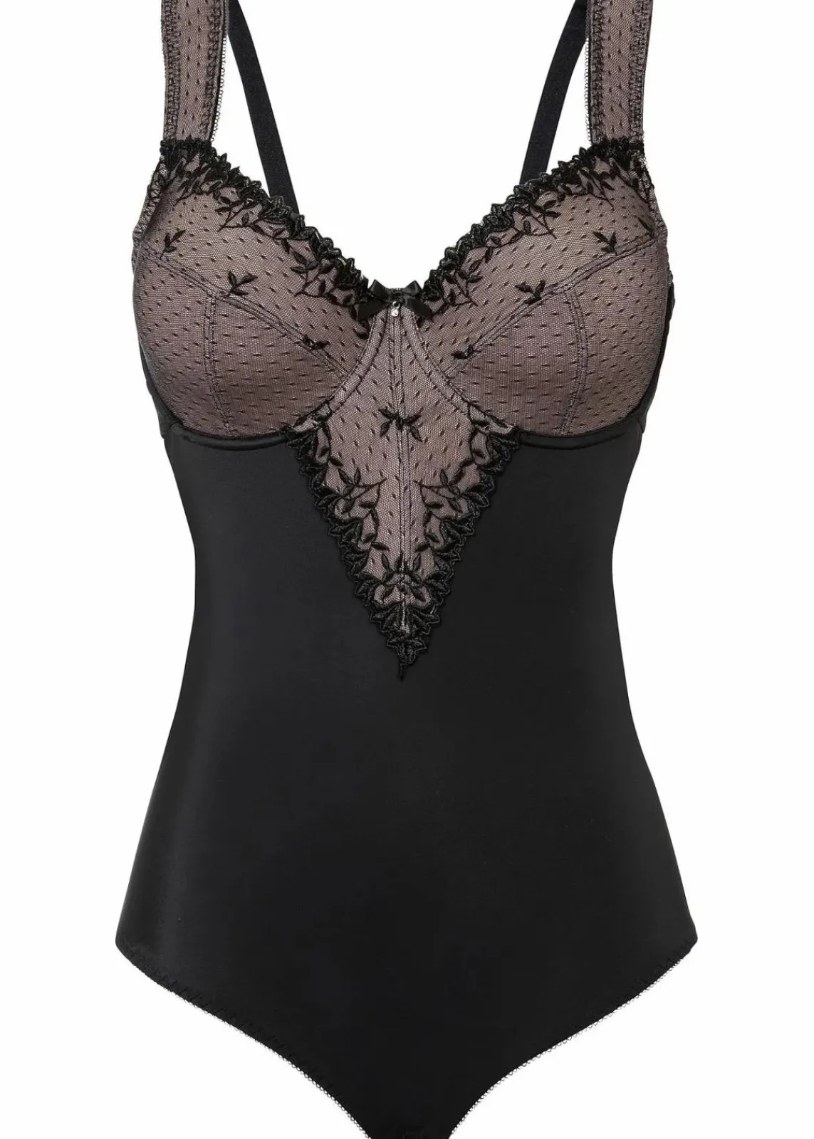 bonprix Wäsche·Bodies|Wäsche·Dessous^Minimizer-Body mit Stickerei schwarz